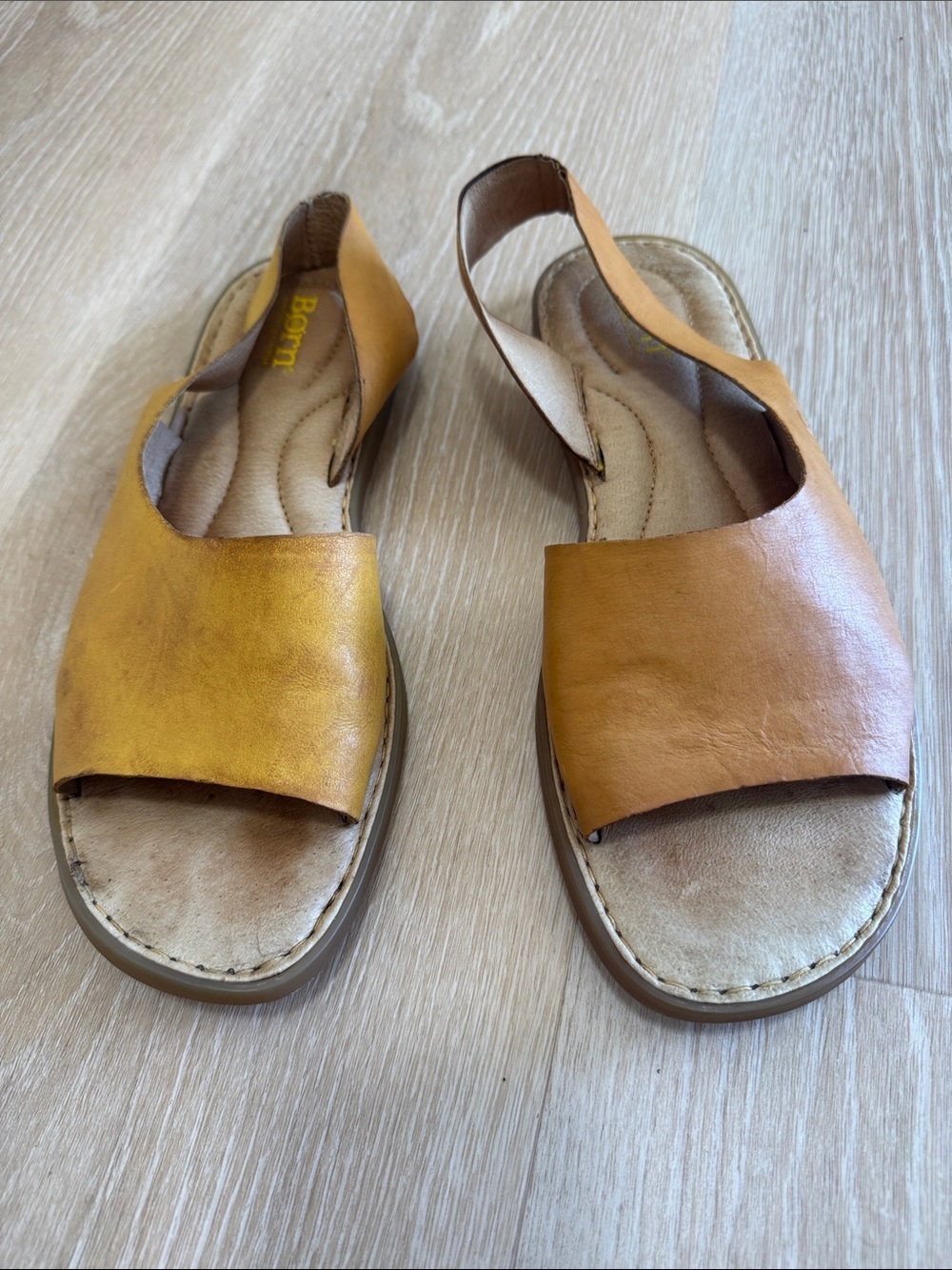 Born Women's Mustard Leather Slingback Sandals